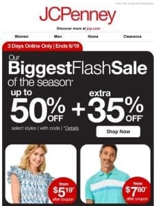 *Up to 50% Off + Extra 35% Off!* Biggest Flash Sale