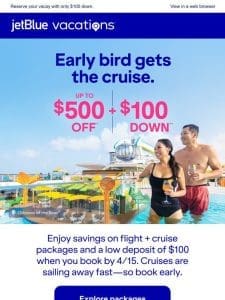 Up to $500 off flights + cruise? Bon voyage! ??