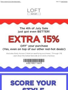 Up to 60% OFF almost everything! EXTRA 15% OFF， too!