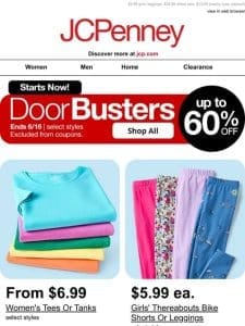 Up to 60% Off Doorbusters! From $6.99 tees