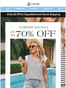 Up to 70% off + EXTRA 30% OFF