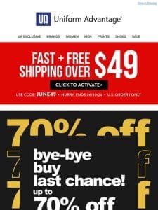 Up to 70% off LAST CHANCE STYLES!