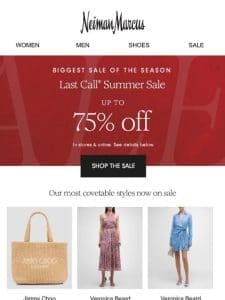 Up to 75% off wear-now summer styles!