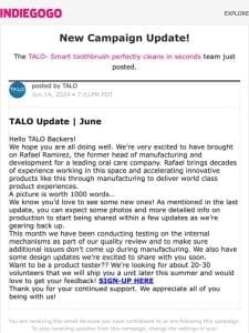 Update #23 from TALO- Smart toothbrush perfectly cleans in seconds