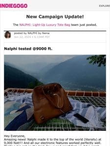 Update #28 from NALPHI: Light-Up Luxury Tote Bag