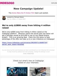 Update #325 from Arena Wars Sci-Fi Action Film