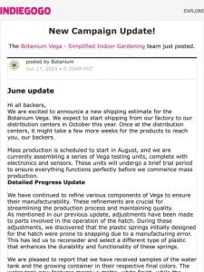 Update #33 from Botanium Vega – Simplified Indoor Gardening