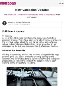 Update #35 from PHANTOM. The Robotic Chessboard Made of Real Wood