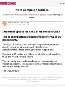 Update #4 from FACE IT – Automated Makeup Brush & Sponge Cleaner