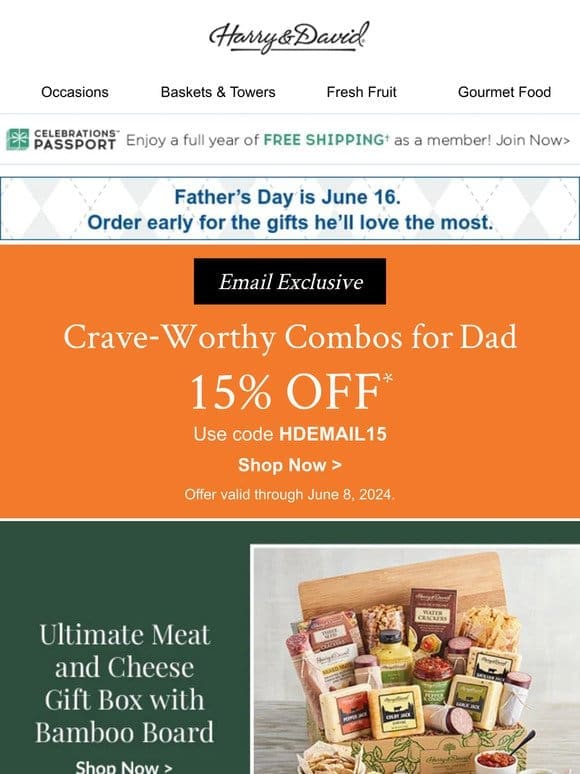Upgrade Dad’s snack plate and save 15%.