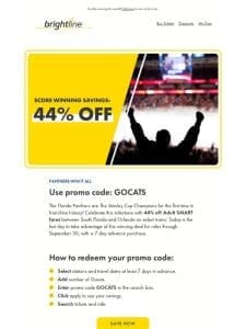 Use code: GOCATS for savings worthy of CHAMPIONS