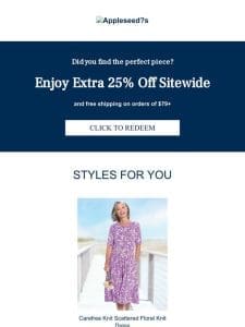 Want Extra 25% Off Sitewide? It?s Time for Something Timeless