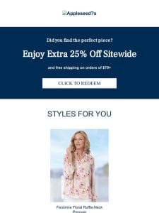 Want Extra 25% Off Sitewide?