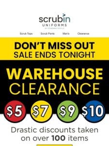 Warehouse Clearance Event Ends Tonight!