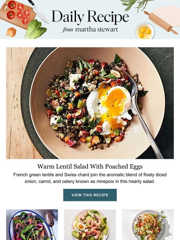 Warm Lentil Salad With Poached Eggs