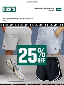 ? We thought you’d LOVE this… 25% off select Under Armour， adidas， Nike & more? Oh yes!