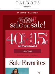 Wear-Now Styles! 40% + EXTRA 15% off Markdowns