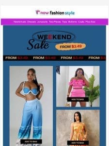 Weekend sale starting from $3.49