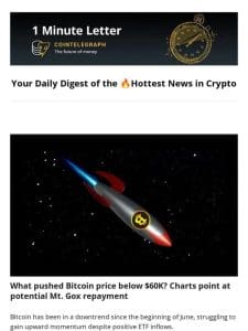 What pushed Bitcoin price below $60K? & Other news