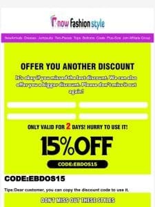 Wow! It’s discount 15%OFF?Please use it to get your favorites