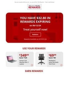 You have 32.80 in Rewards expiring this month.