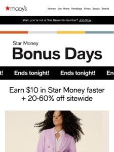 You might be missing out: Star Money Bonus Days END TONIGHT!