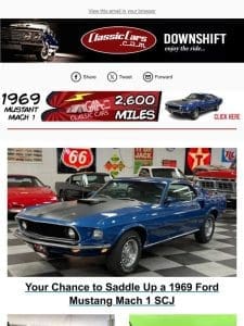 Your Chance to Saddle Up a 1969 Ford Mustang Mach 1 SCJ