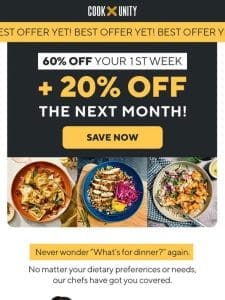 Your Tastebuds Will Thank You: 60% Off First Week at CookUnity