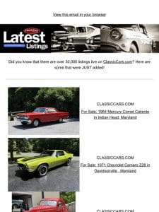 Your next set of wheels just came in. Check listings on ClassicCars.com.