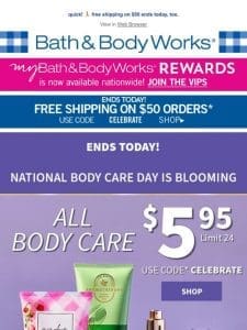 ? bid adieu to $5.95 body care today!