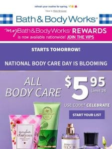 body care blowout ? tomorrow! be there.