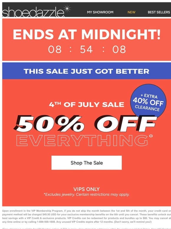 re: 50% Off EVERYTHING ENDS TONIGHT