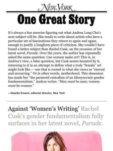 ‘Against “Women’s Writing，”’ by Andrea Long Chu