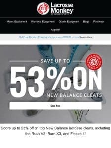 ⚡ Get Up to 53% Off New Balance Lacrosse Cleats – Shop Now!