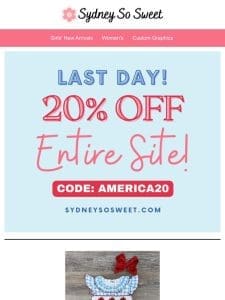 ❤️ LAST CHANCE! – 20% on Your ENTIRE Order