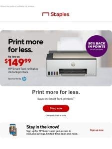 ️ Score 50% back in points on HP Smart Tank printers starting at $149.99.