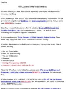 10% Off Exit Sign & Emergency Lighting & 15% Off Outdoor Products