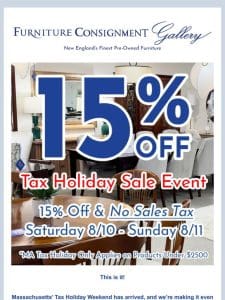 15% Off & Tax Free – Visit FCG Today!