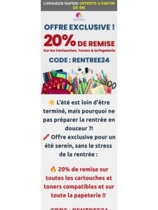 20 % DE REMISE : TOUT L’ÉTÉ !