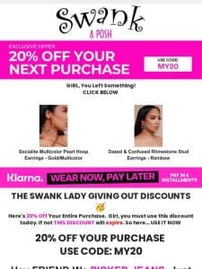 20% OFF – Swank Lady Giving Out Discounts ❤️