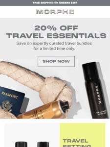 20% OFF TRAVEL ESSENTIALS