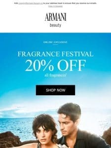 20% OFF fragrances ends soon