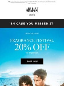 20% OFF fragrances is back