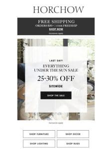 25-30% off sitewide & FREE shipping end soon