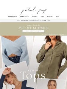 25% off best-selling tops