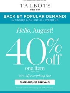 40% off 1 + 25% off everything else