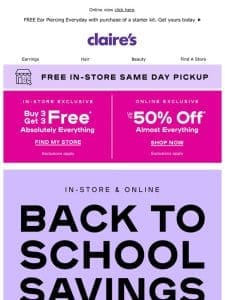 40% off back to school styles in-store & online