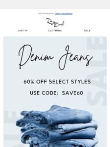 60% Off Select Denim