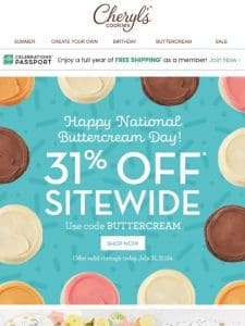 A big buttercream deal: 31% sitewide savings expire tonight.