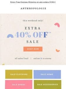 August = EXTRA 40% OFF SALE!